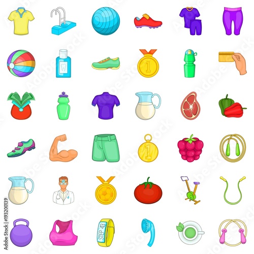 Natural respectable icons set, cartoon style