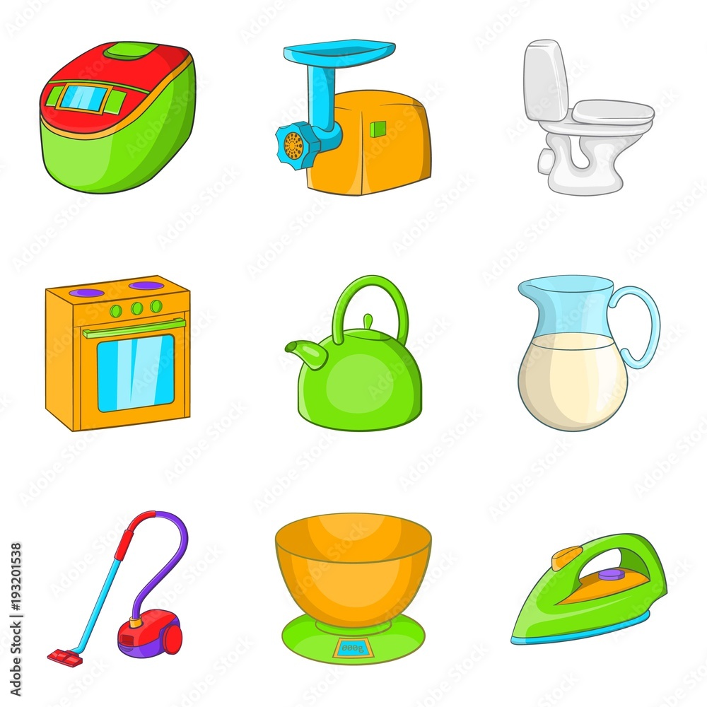 Native home icons set, cartoon style Native home icons set, cartoon style