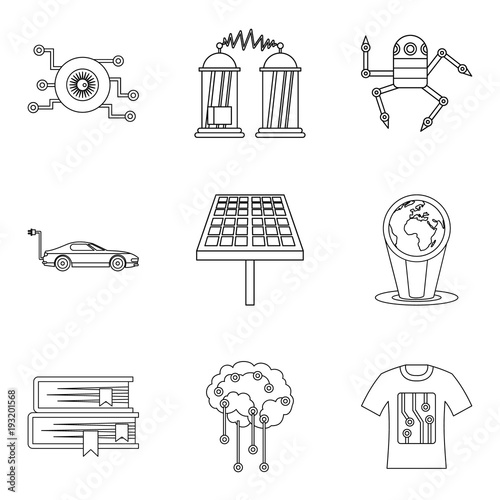 Expert icons set, outline style