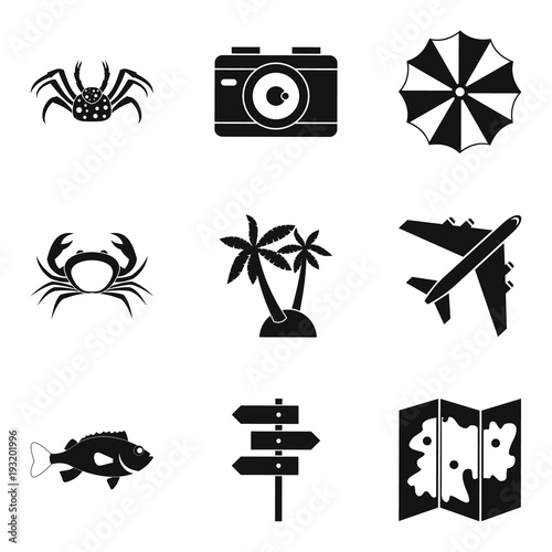 Waterfront icons set, simple style