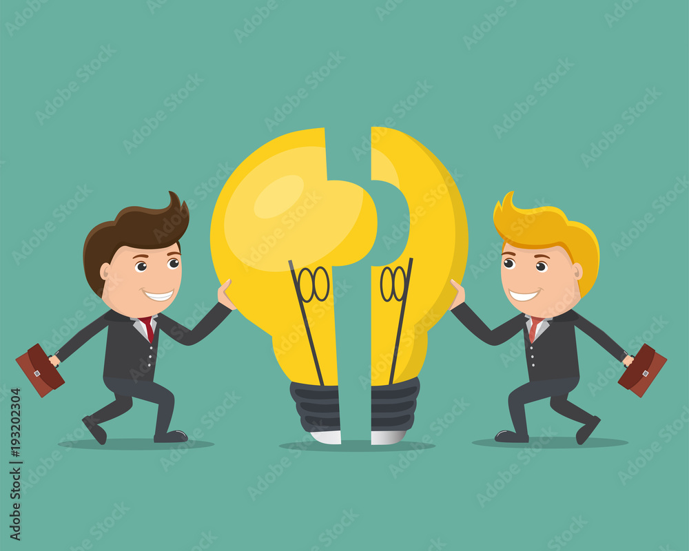 Businessman pushing a light bulb , Business idea concept. Business teamwork concept
Businessman pushing a light bulb , Business idea concept. Business teamwork concept