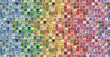 Keuken achterwand Mozaïek Abstracte regenboog met kleine illustraties  © NLshop