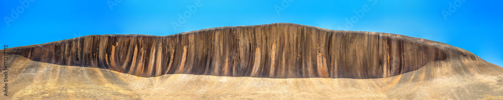 Panorama wide view of Wave Rock an ocean wave shaped rock , located in ...