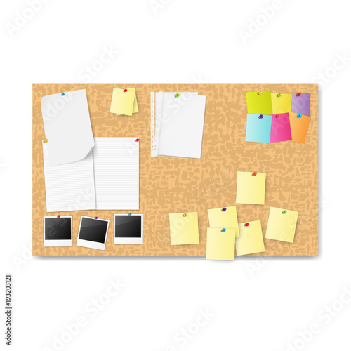 notice board with notes. vector illustration