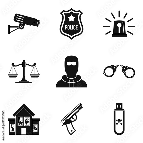 Safeguarding icons set, simple style
