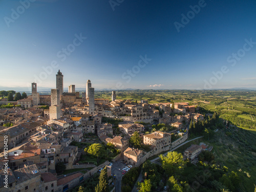 In the very heart of Tuscany - Aerial view of the medieval town of Montepulciano  Italy.