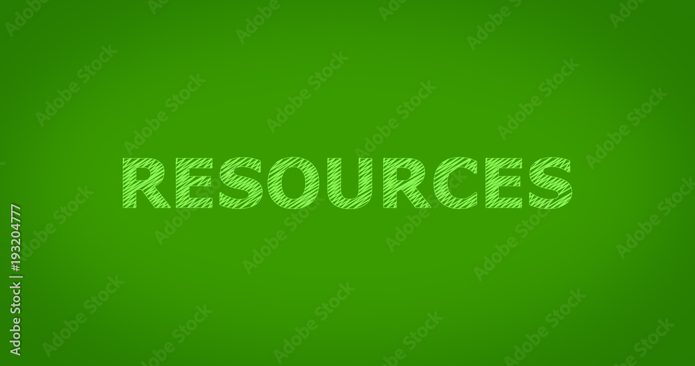 „RESOURCES” word on green background.
„RESOURCES” word on green background.