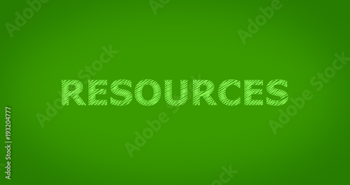 „RESOURCES” word on green background. 