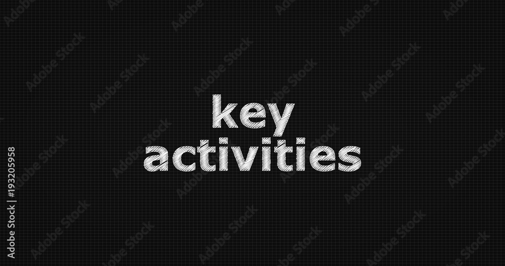Key activities word on grey background.