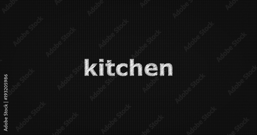 Kitchen word on grey background.