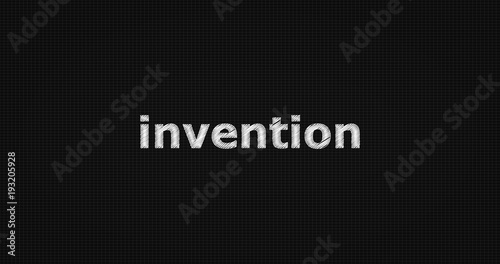 Invention word on grey background.