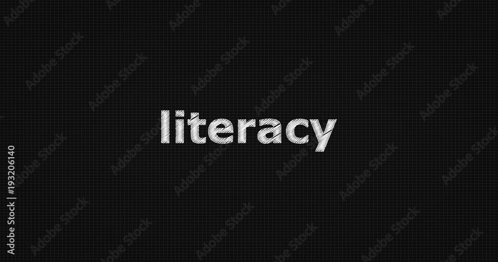 Literacy word on grey background. Literacy word on grey background.