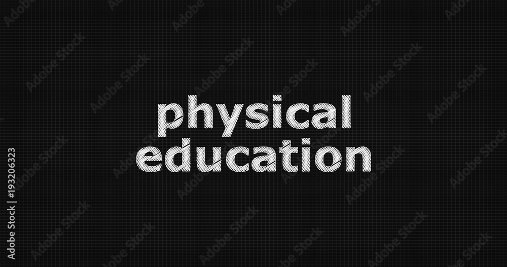 Physical education word on grey background.