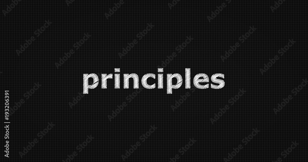 Principles word on grey background.