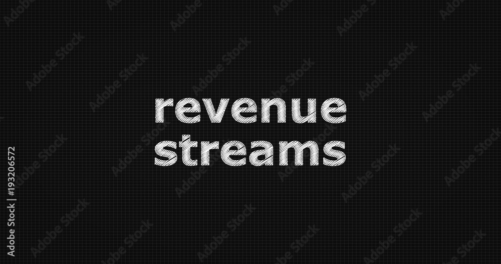 Revenue streams word on grey background.