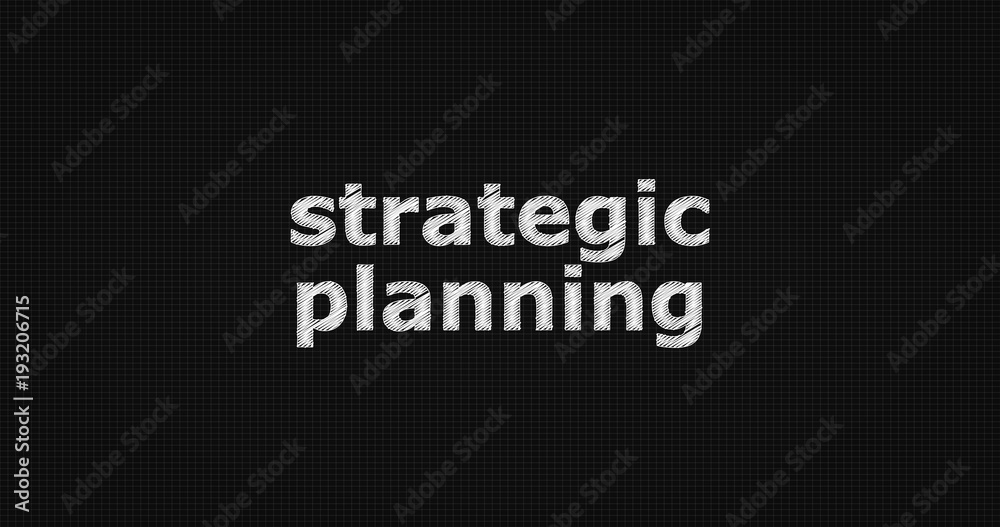 Strategic planning word on grey background.