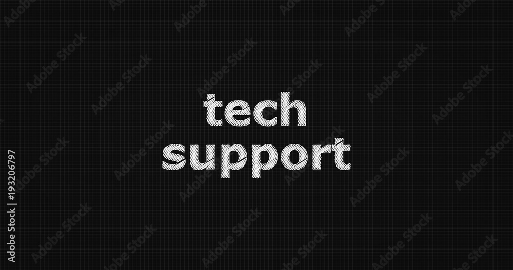 Tech support word on grey background.