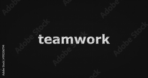 Teamwork word on grey background.