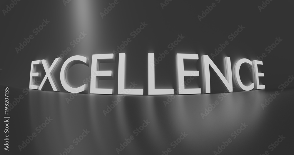 Excellence word on grey background. 3D render. Excellence word on grey background. 3D render.