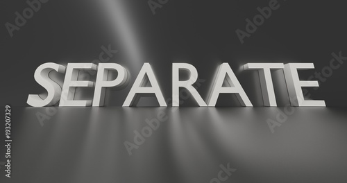 Separate word on grey background. 3D render.