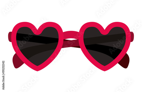 glasses with heart shape vector illustration design