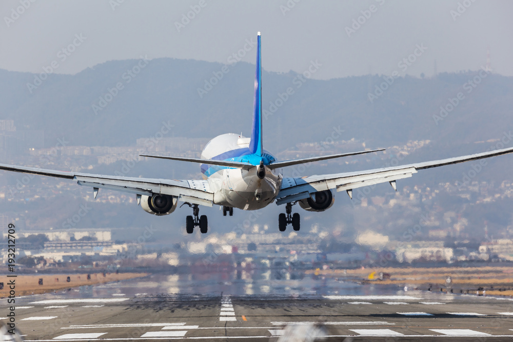 Obraz premium 飛行機と滑走路