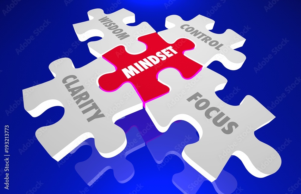 Mindset Clarity Control Focus Wisdom Knowledge Puzzle 3d Illustration Mindset Clarity Control Focus Wisdom Knowledge Puzzle 3d Illustration