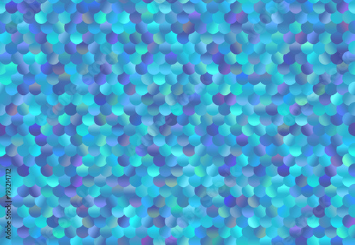 Realistic Mermaid Tail Scales Seamless Vector Pattern. Iridescent Turquoise and Aqua Blue Gradient Sequins Print. Glistening Fish Skin Scalloped Background. Repeating Pattern Tile Swatch Included.