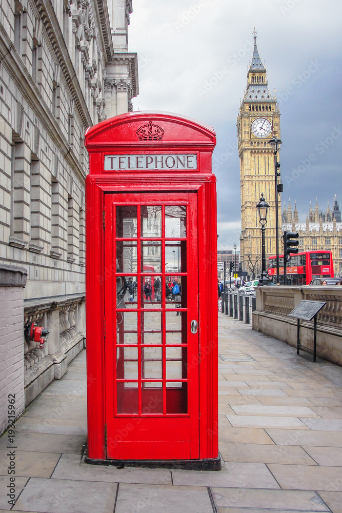 Big ben and red phone cabin in London Stock Photo | Adobe Stock