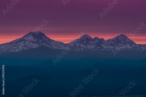 The Three Sisters at Sunset Near Bend Oregon