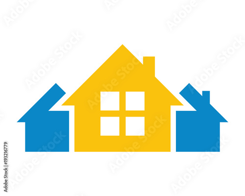 yellow house housing home residence residential real estate image vector icon