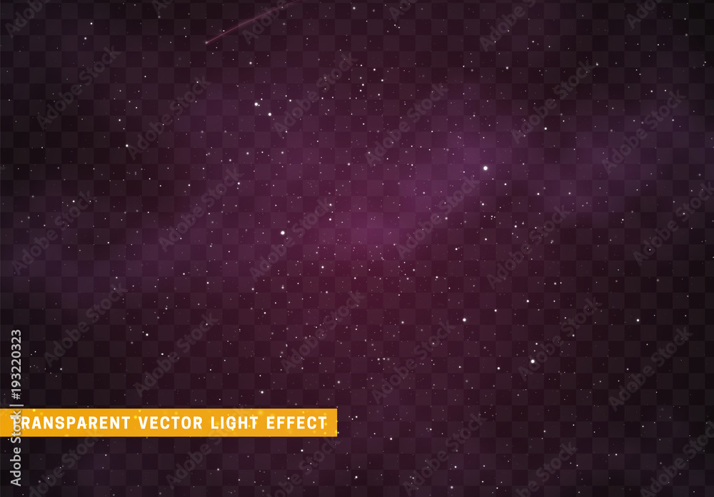Fototapeta premium Space stars background. Light night sky vector transparent effect.