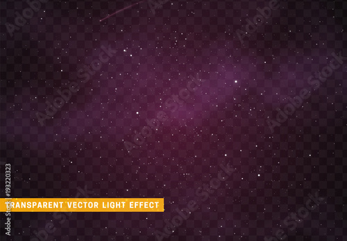 Space stars background. Light night sky vector transparent effect.