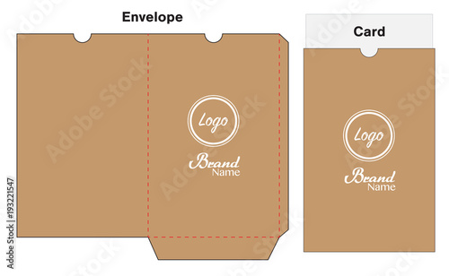 Envelope die cut mock up template vector