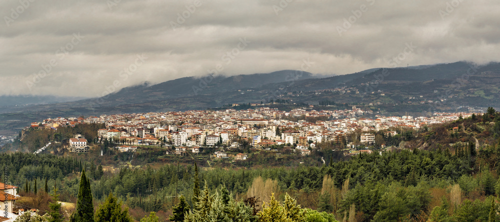 Rare Panoramic View of Edessa city, Greece, Europe