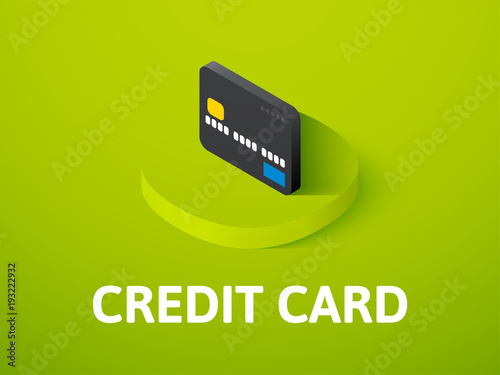 Credit card isometric icon, isolated on color background