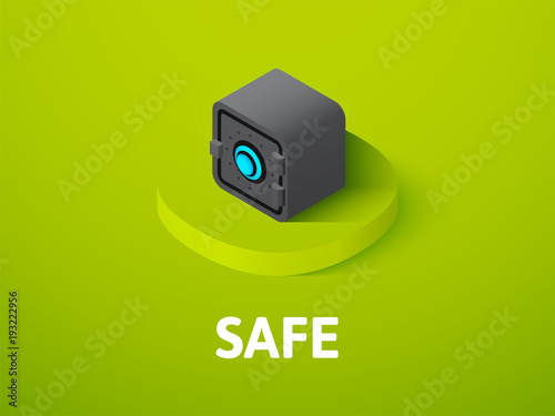 Safe isometric icon, isolated on color background