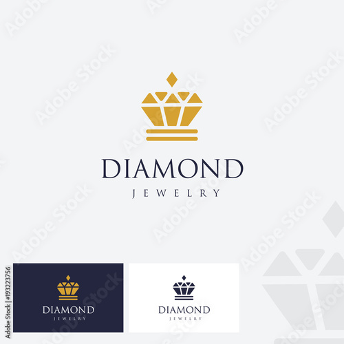 Jewelry Logo Templates: Gold Gem Resembles a Luxury Crown Shape