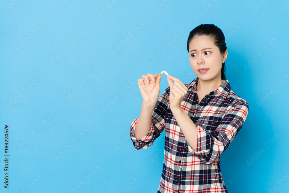 angry young woman showing quit smoking concept angry young woman showing quit smoking concept