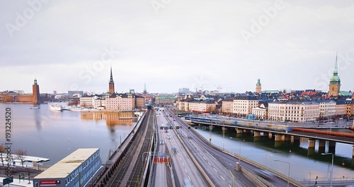 View of Gamla Stan old town in Stockholm, Sweden from across the river