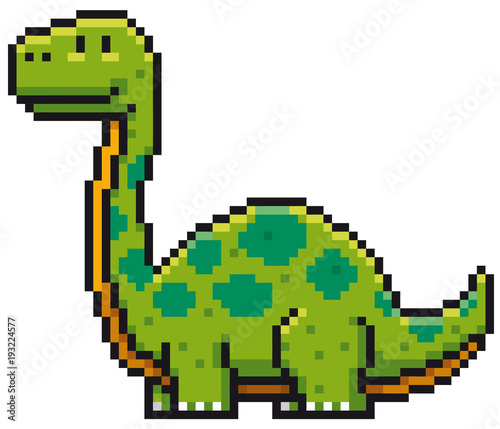 Vector illustration of Cartoon Dinosaur - Pixel design