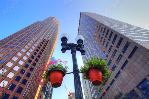 Boston downtown streets at sunset photo