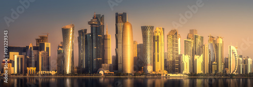 The skyline of West Bay and Doha City Center, Qatar