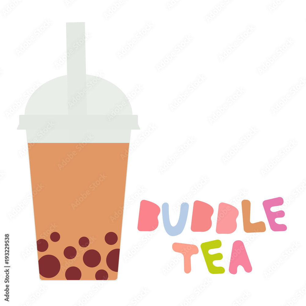Bubble Tea with chocolate cocoa coffee. Milk Cocktails in plastic cup, tubule, pastel colors on white background. Vector Bubble Tea with chocolate cocoa coffee. Milk Cocktails in plastic cup, tubule, pastel colors on white background. Vector