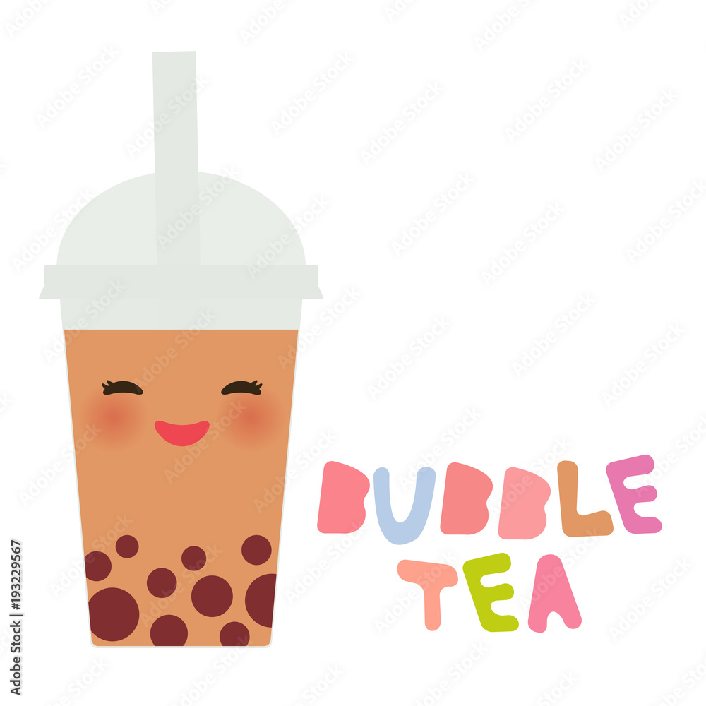 Kawaii Bubble Tea with fruits and berries. Milk Cocktails in plastic cup, tubule. Cocktail. pastel colors on white background. Vector Kawaii Bubble Tea with fruits and berries. Milk Cocktails in plastic cup, tubule. Cocktail. pastel colors on white background. Vector