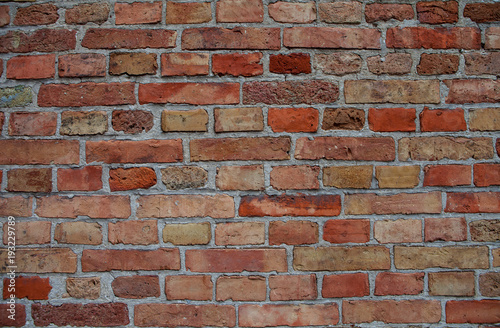Aged brick wall background. Copy space