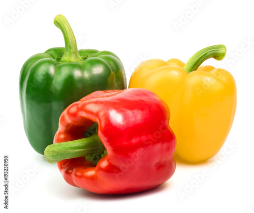 fresh sweet peppers isolated on white background.