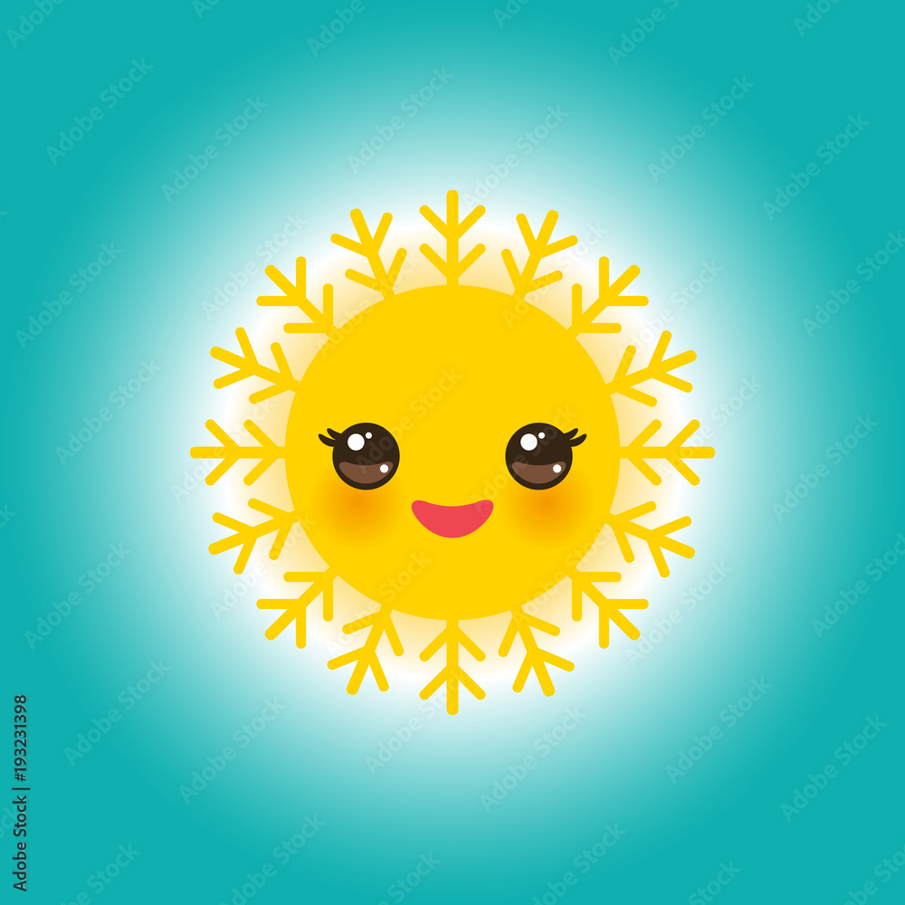 World Sun day may 3, Kawaii funny yellow sun with cute smiles pink cheeks and eyes on sky blue background. Vector