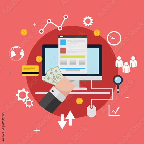 Pay click pink concept for your design eps vector 10