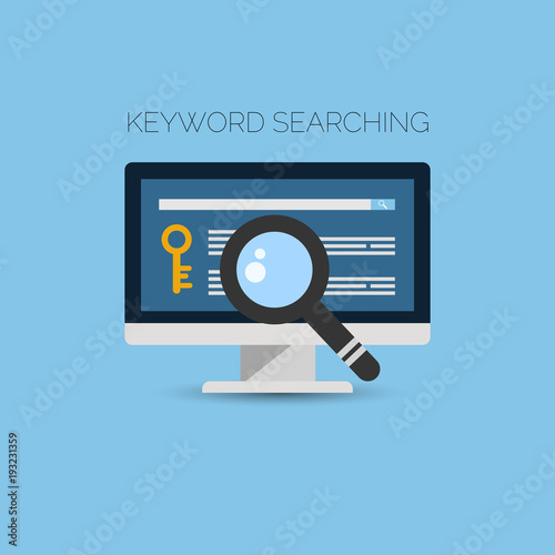 Keyword searching flat concept design vector eps 10 illustration